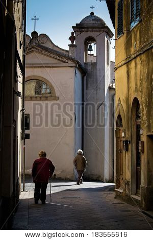 Guardistallo, Pisa, Italy - April 23, 2017: Historic Tuscany Hamlet