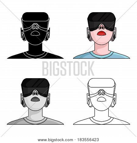 Player with virtual reality headcartoon icon in cartoon style isolated on white background. Virtual reality symbol stock vector illustration.