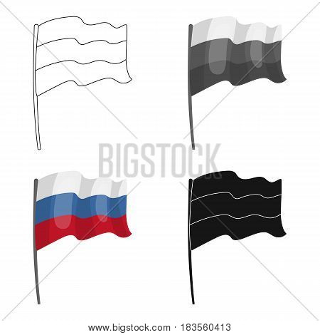 Russian flag icon in cartoon design isolated on white background. Russian country symbol stock vector illustration.