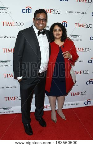 Paytm founder Vijay Shekhar Sharma (L) and Mridula Sharma attend the Time 100 Gala at Frederick P. Rose Hall on April 25, 2017 in New York City.