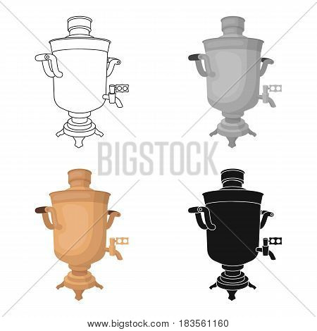 Samovar icon in cartoon design isolated on white background. Russian country symbol stock vector illustration.