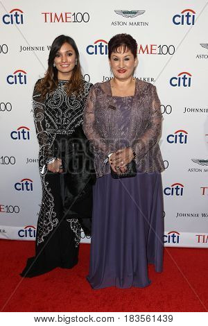 Sophia Lopez (L) and Thelma Aldana attend the Time 100 Gala at Frederick P. Rose Hall on April 25, 2017 in New York City.