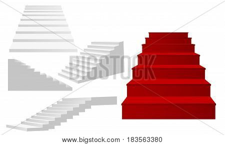 Illustration of a ladder. Ascent, climbing up. Stairs in different angles