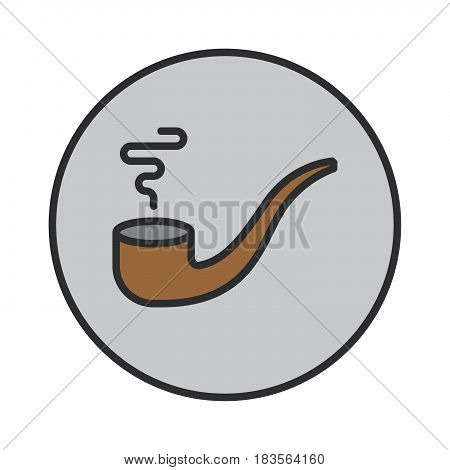 Tobacco pipe filled outline icon round colorful vector sign circular flat pictogram. Symbol logo illustration