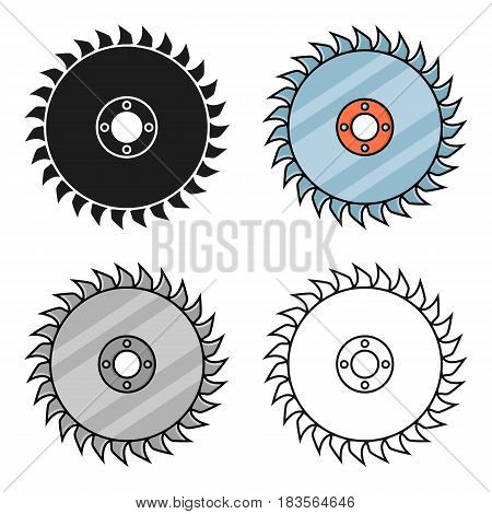 Saw disc icon in cartoon style isolated on white background. Sawmill and timber symbol vector illustration.