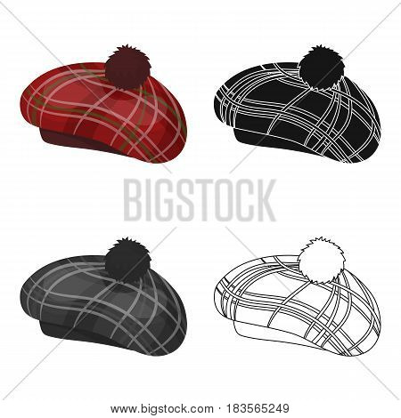 Scottish traditional cap icon in cartoon design isolated on white background. Scotland country symbol stock vector illustration.