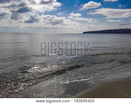 Photo of the beach early in the morning. Seascape.