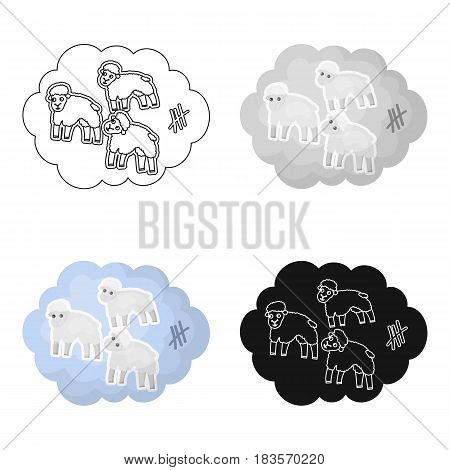Count sheep icon in cartoon design isolated on white background. Sleep and rest symbol stock vector illustration.