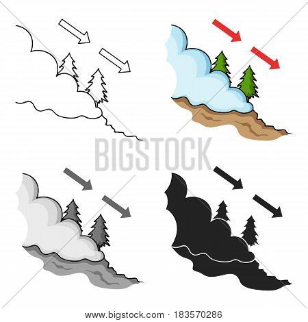Avalanche icon in cartoon style isolated on white background. Ski resort symbol vector illustration.