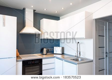 Interior of modern kitchen in a spacious apartment.