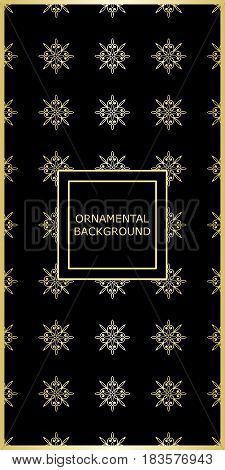 Golden Ornamental Background With Vintage Ornament. Template For Design