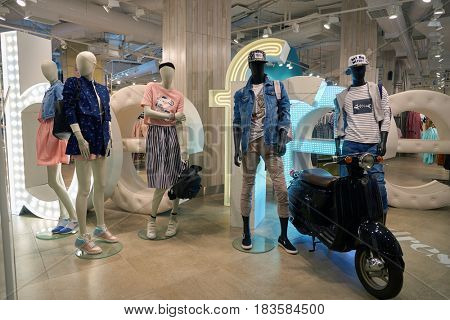 SAINT PETERSBURG, RUSSIA - CIRCA APRIL, 2017: befree store at Galeria shopping center. Galeria is major shopping and entertainment center is located in downtown of St. Petersburg.