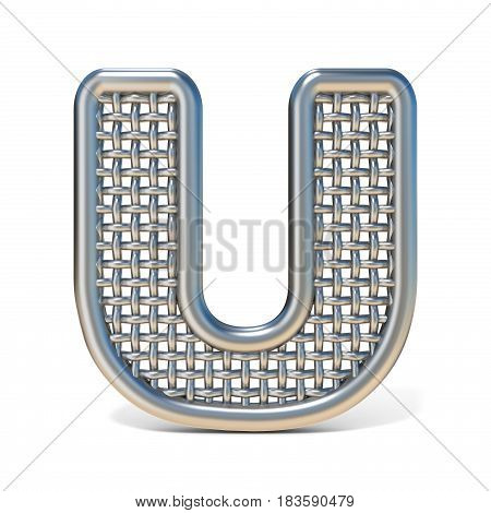 Outlined Metal Wire Mesh Font Letter U 3D