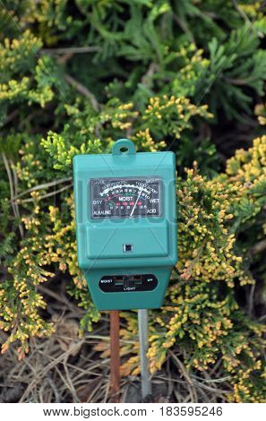 Soil moisture, light and PH meter for small private garden