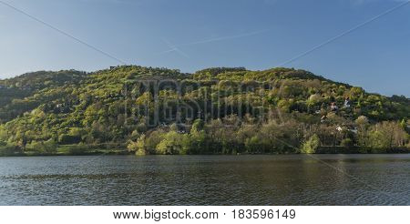 Sunny evening in Sebuzin village in spring time