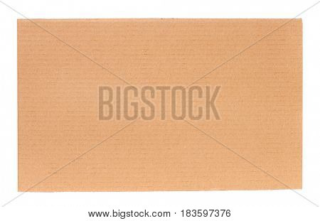 Piece of corrugated cardboard torn, isolated on white background. Cardboard texture ragged edge.