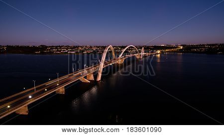 Ponte JK during sunset in Brasilia, Brazil