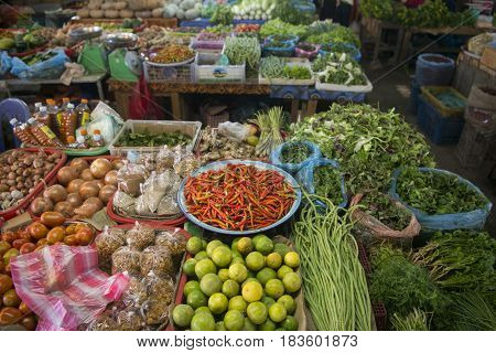Lao Phonsavan Town Market Fegetable