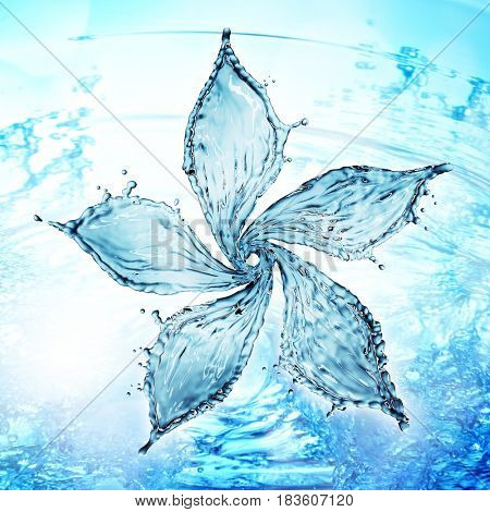 flower made of water splash. 3d rendering