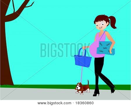 Mommy การเดินสุนัขของเธอ หลังจากช้อปปิ้ง...