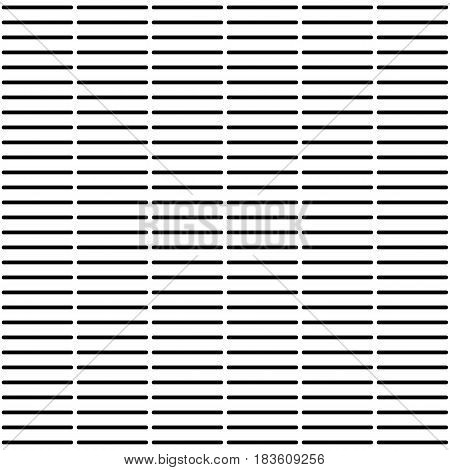 Abstract seamless pattern horizontal regular rounded lines striped background. Japanese or Chinese bamboo table mat style. Black and white colors. Vector illustration.