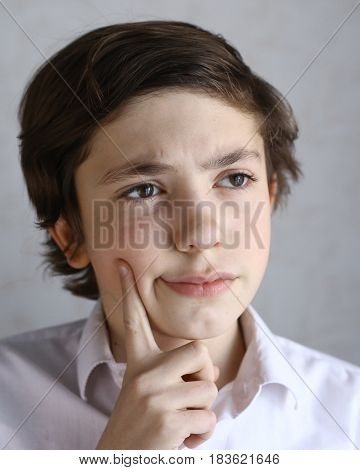 Preteen Kid Boy Think The Idea Over