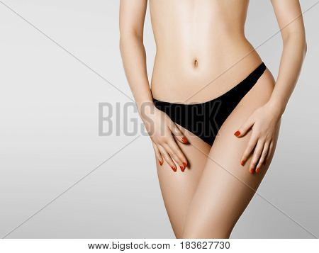 Perfect Slim Young Body. Sports , Fitness Or Plastic Surgery And Aesthetic Cosmetology. Beautiful Wo