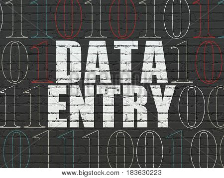 Information concept: Painted white text Data Entry on Black Brick wall background with Binary Code
