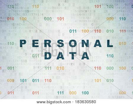 Information concept: Painted blue text Personal Data on Digital Data Paper background with Binary Code