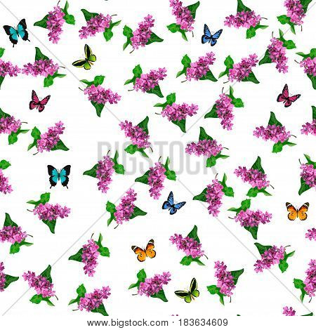 Very high quality original trendy vector seamless pattern with blooming lilac flower. Spring or summer design