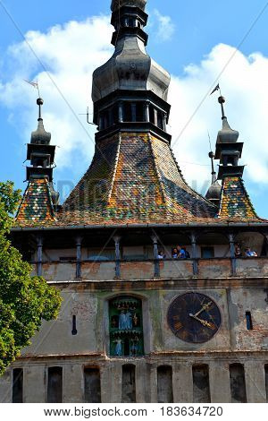 Medieval city Sighisoara. Urban landscape in the downtown of the medieval city Sighisoara, Transylvania.