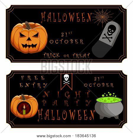 Abstract vector illustration of logo for celebrating children's holiday halloween yellow pumpkin close-up background.