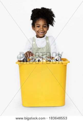 African Descent Girl holding Plastic Container