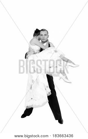 Ballrom Dance Couple In A Dance Pose Isolated On White Bachground