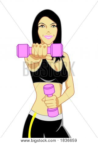 Girl Exercising White Background