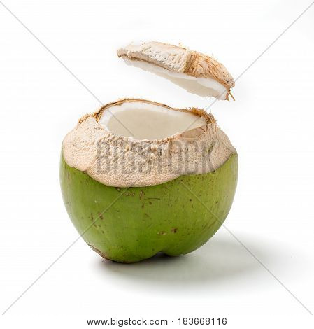 Thai Coconut Open Top On White Background.