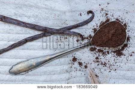 Vanilla And Vanilla Beans On A Spoon Macro