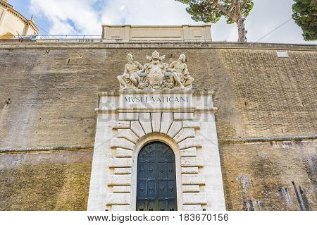 Rome Italy march 2017: main entrance of Vatican Museums in a closure day