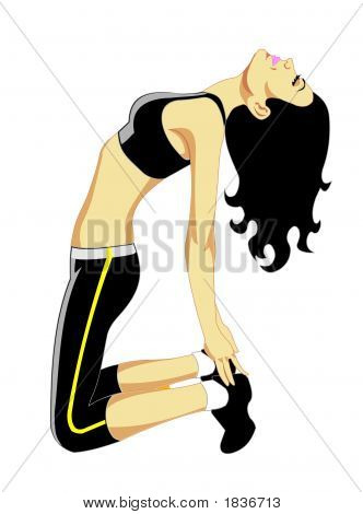 Girl Exercising Yoga 1 White Backgorund