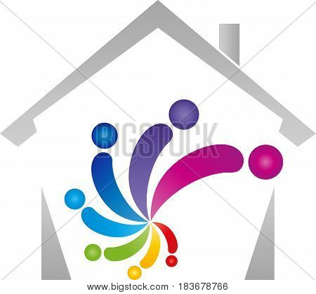 House and spiral, colored, painter and services logo