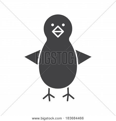 Chicken glyph icon. Silhouette symbol. Nestling. Negative space. Vector isolated illustration