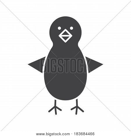 Chicken glyph icon. Silhouette symbol. Nestling. Negative space. Vector isolated illustration