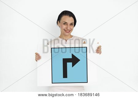 Turn Rigth Ahead Street Sign Icon