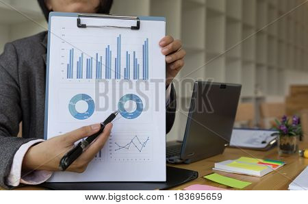 Business Person Present To Professional Investor Working New Start Up Project. Finance Managers Meet