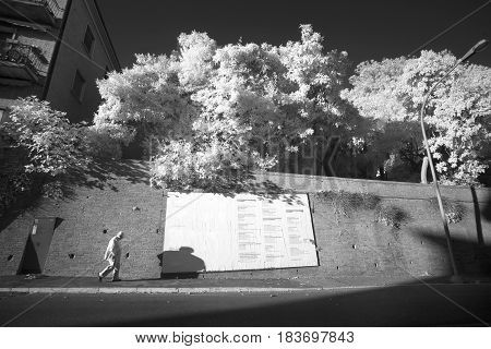 Walking in black and white Siena. The survey was conducted in the infrared range. It turned out a classic black and white photo.