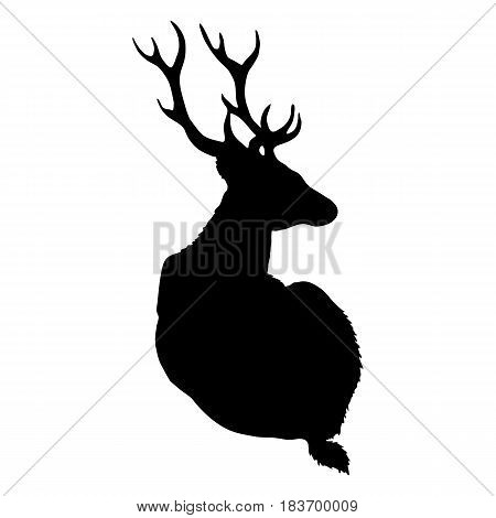 Silhouette black and white monochrome deer with horns wood animal isolated vector