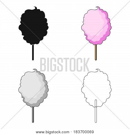 Pink sweet cotton wool on a stick. Dessert for children and sugar in the amusement park.Amusement park single icon in cartoon style vector symbol stock web illustration.