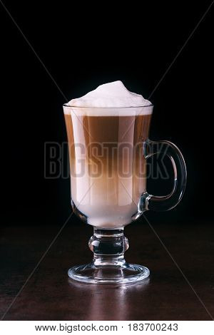 Coffee Latte Macchiato On A Black Background