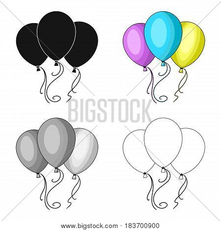 Blue pink and yellow balloons for children. Children's toys in the amusement park.Amusement park single icon in cartoon style vector symbol stock web illustration.