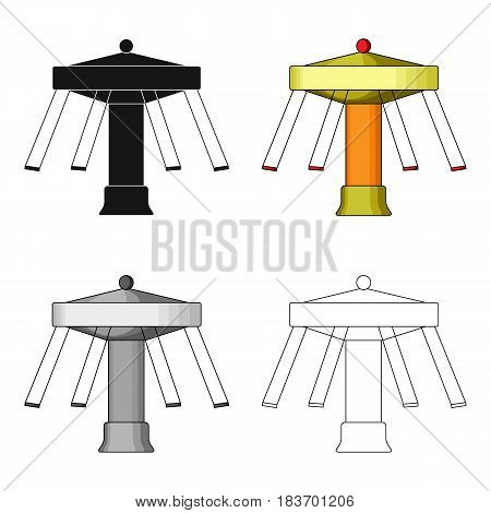 Carousel with seats on chains for children. Amusement park.Amusement park single icon in cartoon style vector symbol stock web illustration.